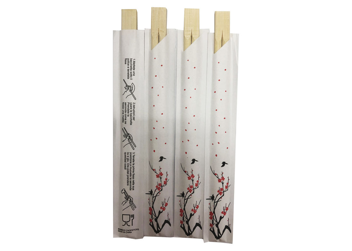 Disposable Paper Sleeve Twins Bamboo Chopsticks For Restaurants