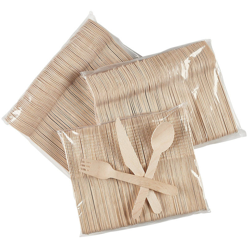 Natural Biodegradable Bulk Birch Wood Spoon Forks Knives Disposable Wooden Cutlery