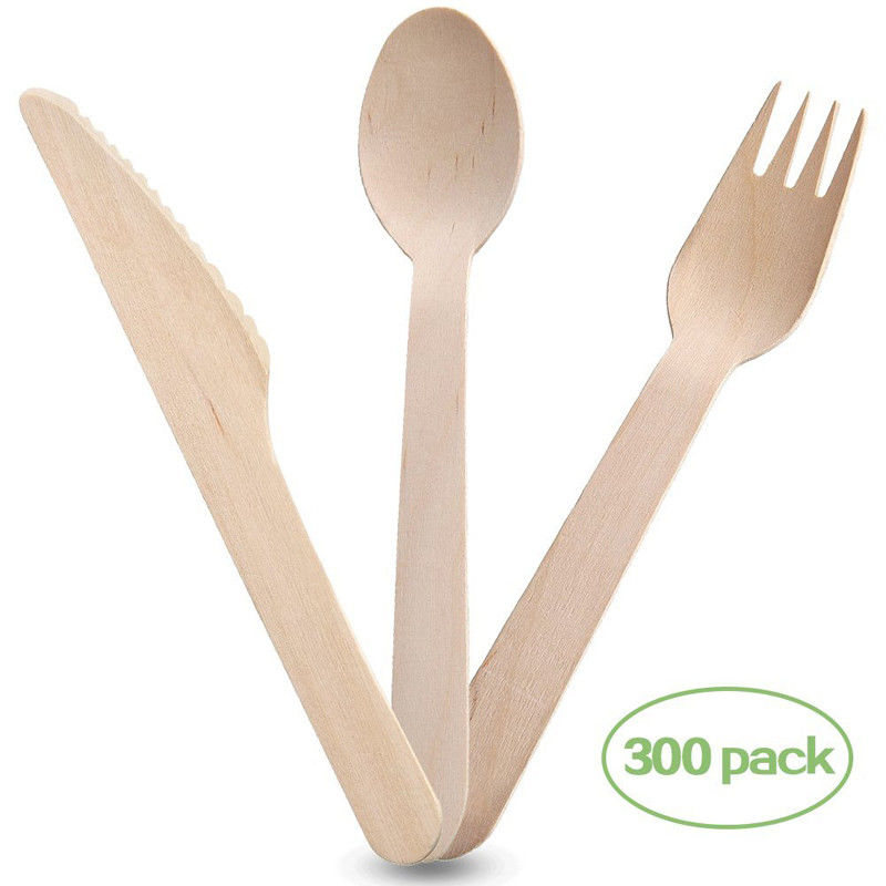 Natural Biodegradable Bulk Birch Wood Spoon / Forks / Knives Disposable