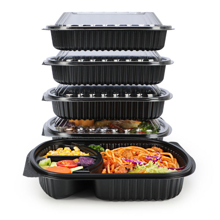 Meal Prep 2 Compartment Microwavable Plastic Take Away Box With Lid