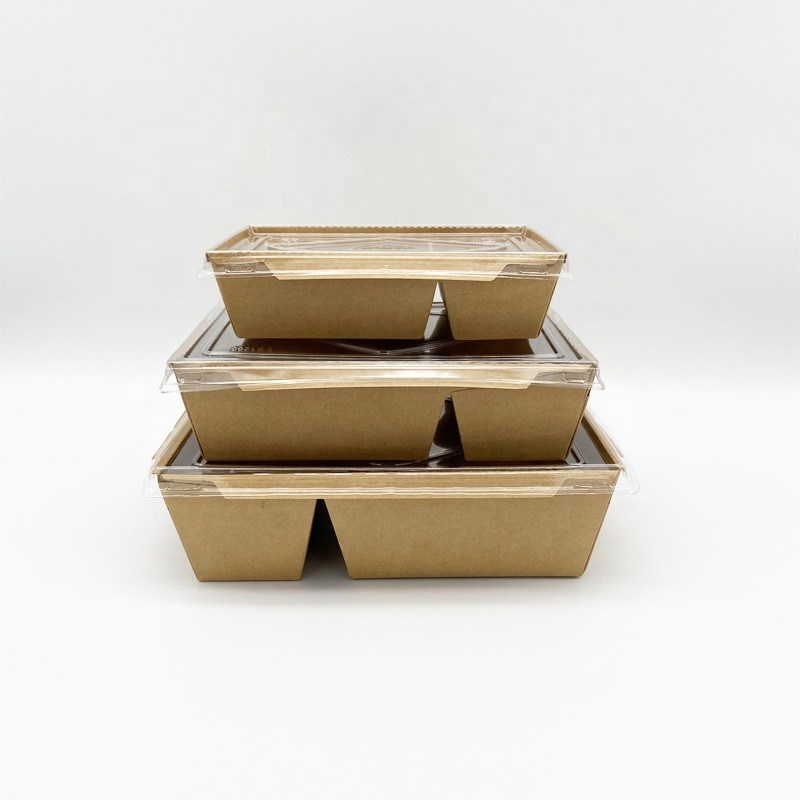 Disposable Rectangle Kraft Paper Food Container Lunch Box with Lid