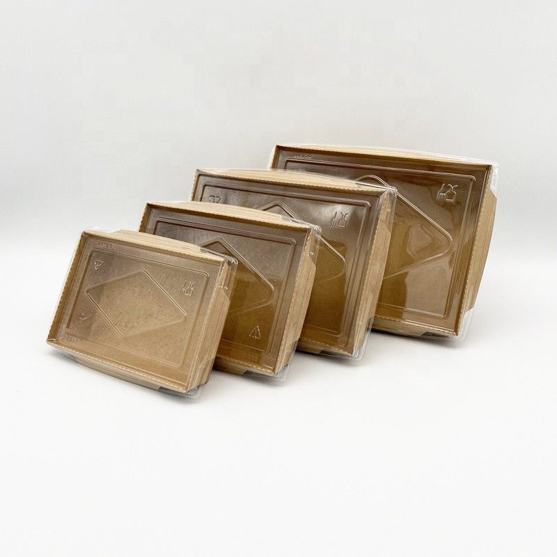 Kraft Paper Take Away Disposable Food Container With Transparent Lids