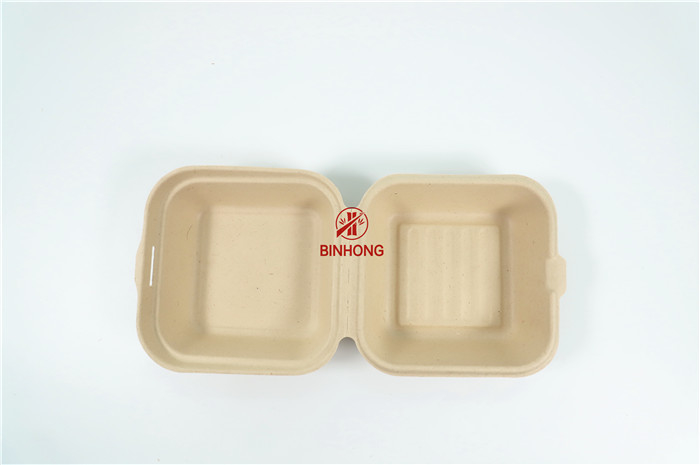 Clamshell Biodegradable Take Away Box Sustainable Fast Food Packaging