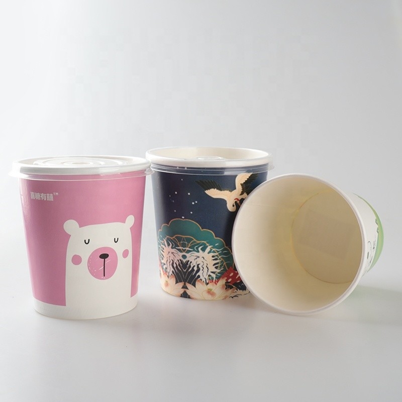 Kraft Paper Single Wall Ice Cream Cup Biodegradable 7oz 32oz