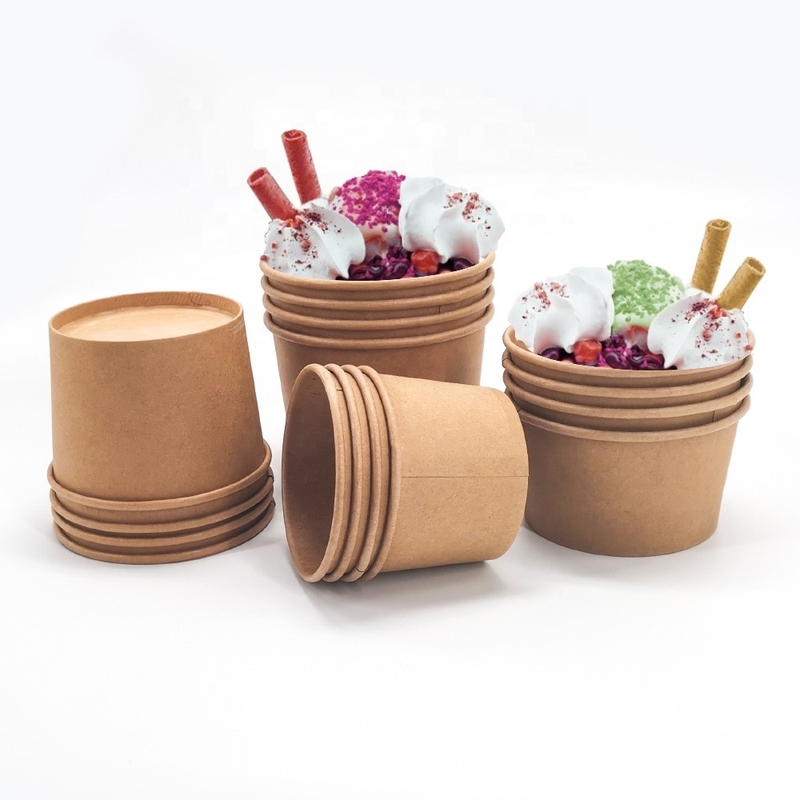 Custom Printing Paper Ice Cream Dessert Cup With Lid