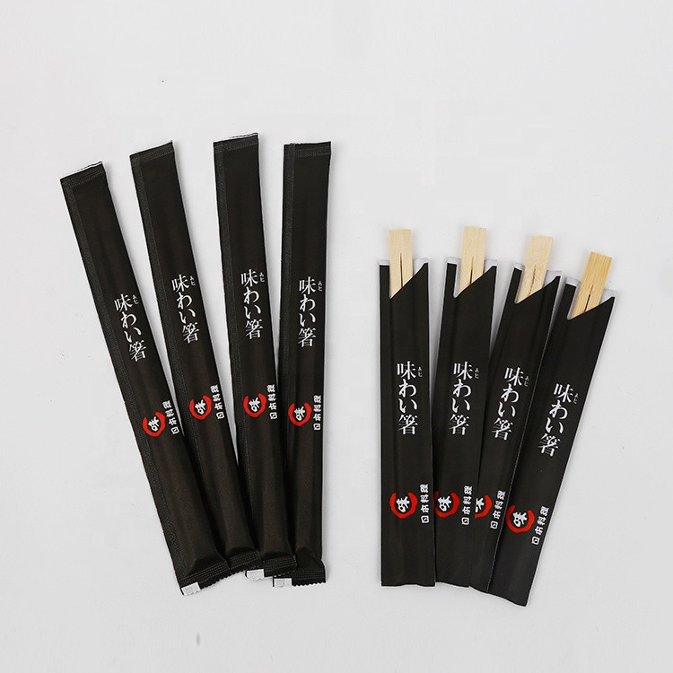 Sushi Disposable Bamboo Chopsticks With Semi Sleeve Customized Print