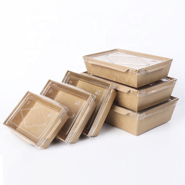 Disposable Biodegradable Food Container Kraft Lunch Box Rectangular 500ml - 2100ml