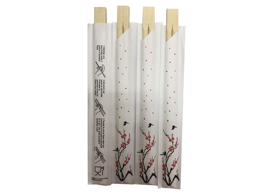 Disposable Paper Sleeve Twins Bamboo Chopsticks For Restaurants
