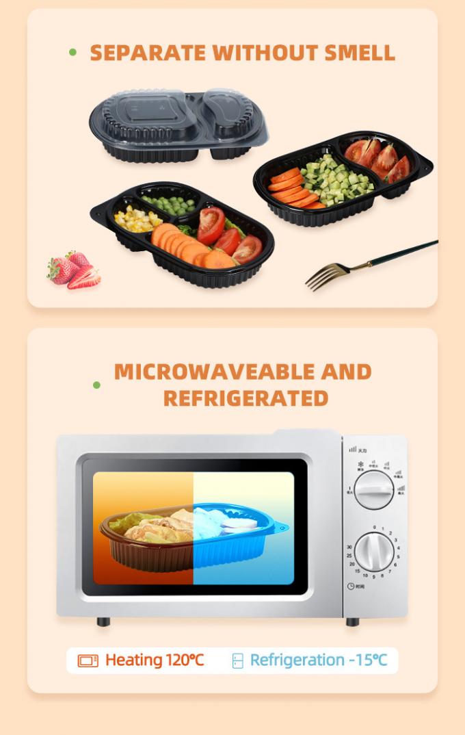 Microwavable Take Out Pp Disposable Plastic Food Containers With Lid